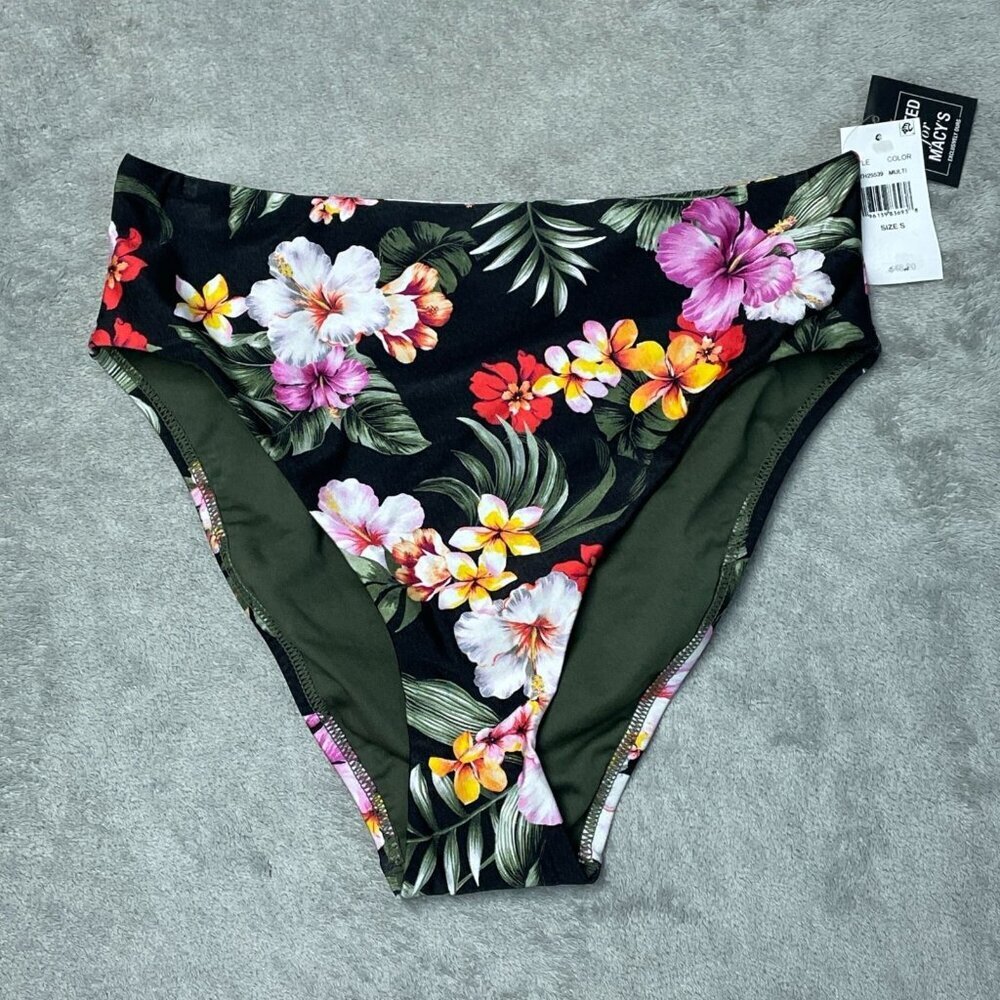 Bar III Floral High-Waist Cheeky Bikini Bottom Women's S Multi Floral K1281